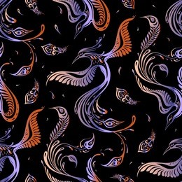 beautiful peacock. exotic bird. seamless pattern. vector hand drawn detailed illustration