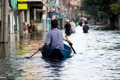 heavy rains flooded the streets.