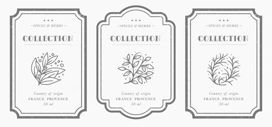 customizable black and white pantry label collection. vintage packaging design templates for herbs and spices, dried fruit, vegetables, nuts etc