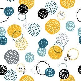 vector seamless creative pattern with hand draw abstract circles. seamless pattern for printing brochure, poster, party, summer print, textile design, card. scandinavian style.