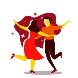 couple dancing. dance party concept. cartoon vector illustration