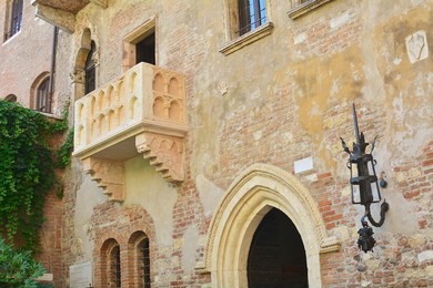 the famous balcony of the juliet's house in verona, italy.