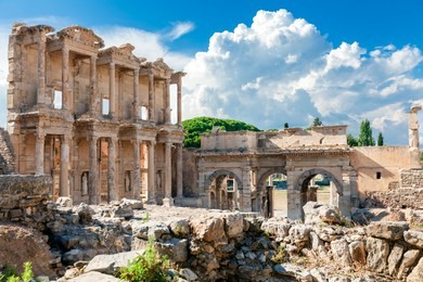 ephesus, turkey: library of celsus in the ancient city of ephesus, turkey. ephesus is a unesco world heritage site.