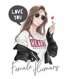 girl in black jacket illustration