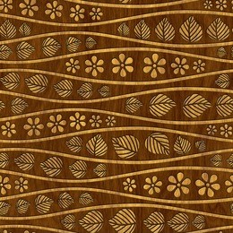 carved geometric pattern on wood background texture, marquetry panel, 3d illustration