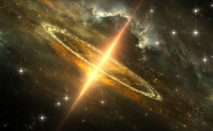 supermassive black hole in galactic center, gravitational singularity, 3d illustration