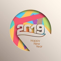 happy new year 2019 text design vector.