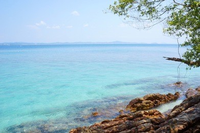 landscape of beautiful tropical beach at kapas island, malaysia