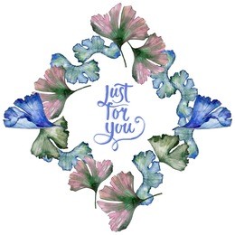 ginkgo leaves in a watercolor style. frame border ornament square. aquarelle leaf for background, texture, wrapper pattern, frame or border.