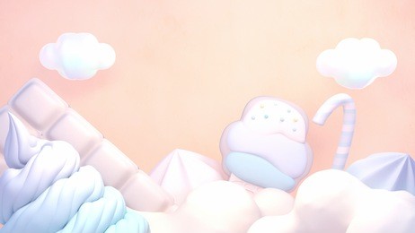 sweet pastel candy world. 3d rendering picture.