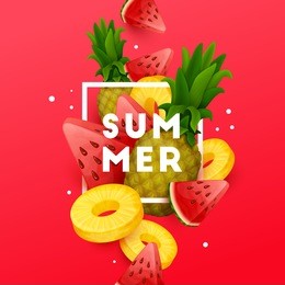 summer background with fruits. vector illustration.