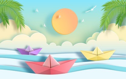 paper art style of origami boat sailing in the ocean, leadership concept,
flat-style vector illustration.