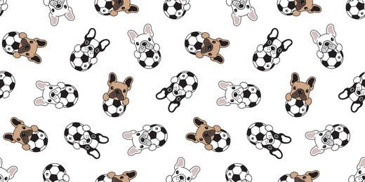 dog seamless pattern french bulldog soccer vector football repeat background tile cartoon wallpaper isolated