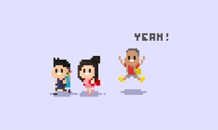 pixel children character.back to school.8bit.