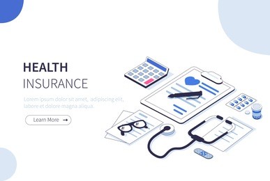 health insurance concept. can use for web banner, infographics, hero images.  flat isometric vector illustration isolated on white background.