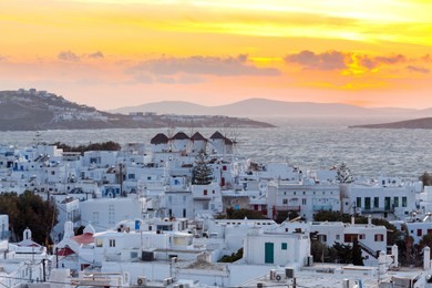 mykonos. an old traditional windmill.