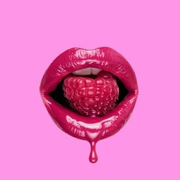 beauty art picture. art lips on color background