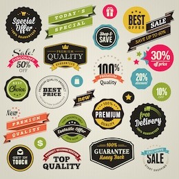 set of vector stickers and ribbons