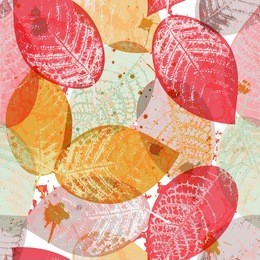 seamless pattern with colored leaves and blots in grunge style. eps 10 vector illustration