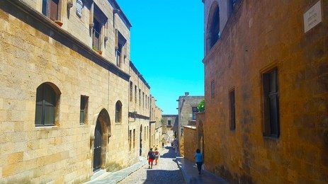 knights street in rhodes old town greece