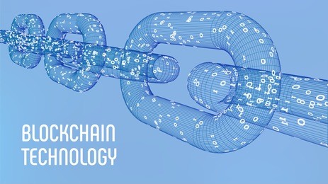 block chain. crypto currency. blockchain concept. 3d wireframe chain with digital code. editable cryptocurrency template. stock vector illustration.