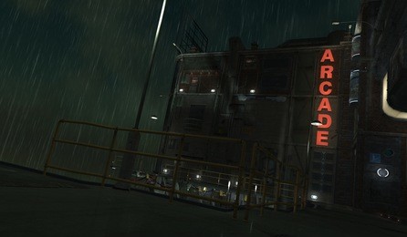 3d illustration of a futuristic cityscape in cyberpunk style. gloomy urban landscape. rainy night scene.