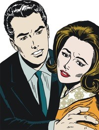 vintage illustration ,isolated romantic couple of lovers