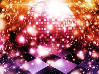 illustration of abstract dancing floor with disco ball.