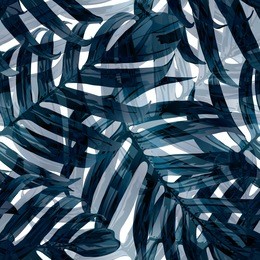 palm monstera seamless pattern. indigo tropical summer background. beach jungle leaves for swimwear design. lei rapport. retro hawaiian print. tropic textile texture.  botanic tiling.