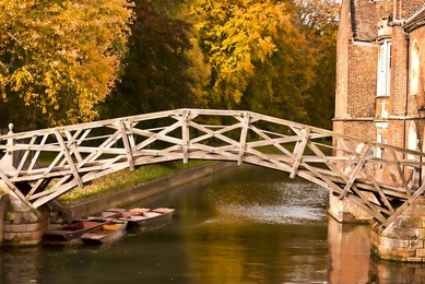 mathematical bridge
autumn scenic view of mathematical bridge over cam river next to presidents lodge, cambridge, england.