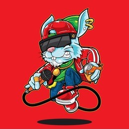 rabbit/bunny in hiphop fashion style