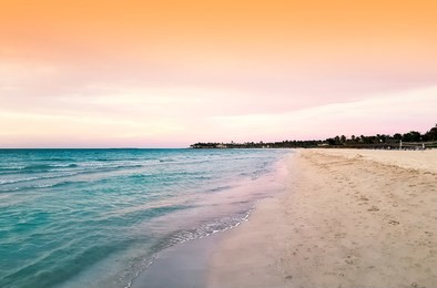 sunset over atlantic ocean in varadero, cuba