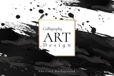 abstract ink background. chinese calligraphy art style, black paint stroke texture on white paper. for poster, card, banner, book, cover, brochure and web design. grunge mud art. vector elements.