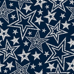 vector geometric sparkle seamless pattern with silver glitter sparkle stars on blue background