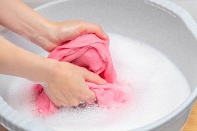 lot of soap white detergent. dry skin and irritation