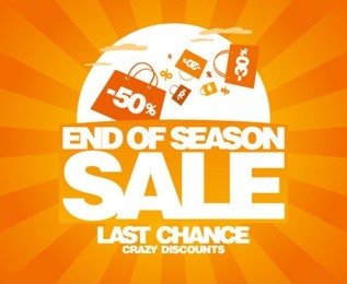 end of season sale design template with shopping bags.