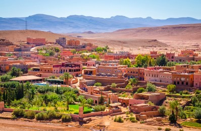 desert village with kasbah ait ben haddou near atlas mountains, morocco