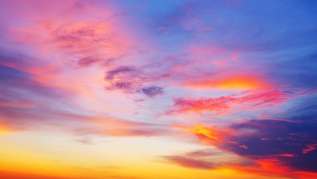 beautiful sky during sunset / sunset or sundown is the daily disappearance of the sun below the horizon as a result of earth's rotation.