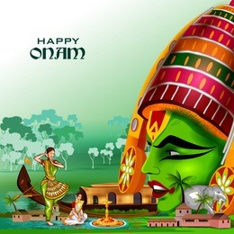 easy to edit vector illustration of happy onam holiday for south india festival background