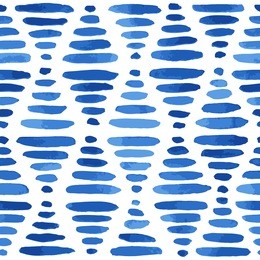 hand painted lined rhombuses background in blue. seamless vector pattern