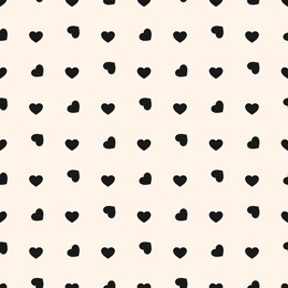 valentines day background. raster seamless pattern with black small rotated hearts on white backdrop. abstract repeat monochrome geometric texture. love romantic theme. design for decor, gift paper