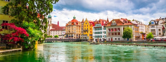 beautiful river cityscape of lucerne, switzerland