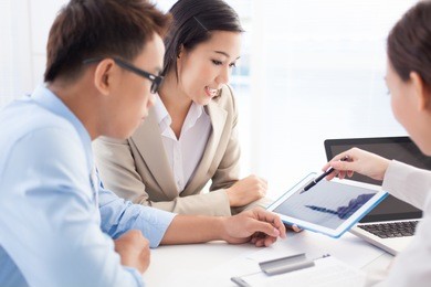 ambitious business group being busy working on the project