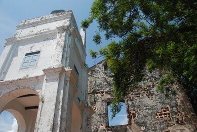 detail of st. paul's church in melaka, malaysia