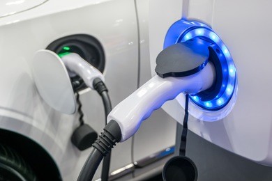 electric car in charging station new technology new innovation future energy