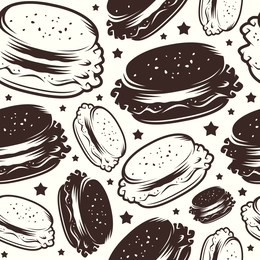 seamless pattern for burger restaurant. isolated on white background