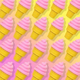 pattern of pink ice cream on gradient background