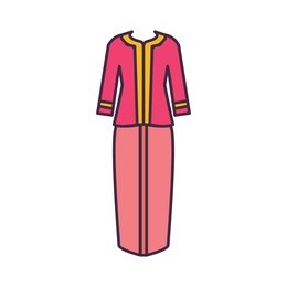 singapore traditional costume cartoon icon. singapore symbol isolated on white background. singapore traditional clothes object culture and traditions, element for web and travel design.