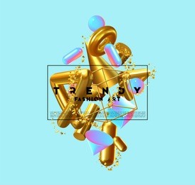 creative design poster, minimal art trendy vector illustration. abstract background with shapes 3d. pattern with geometric figures. realistic isometric elements of design.