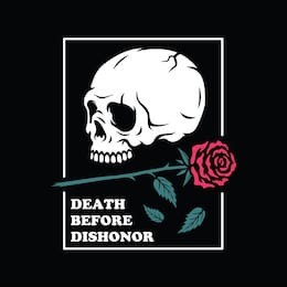 death before dishonor skull rose badge color black background